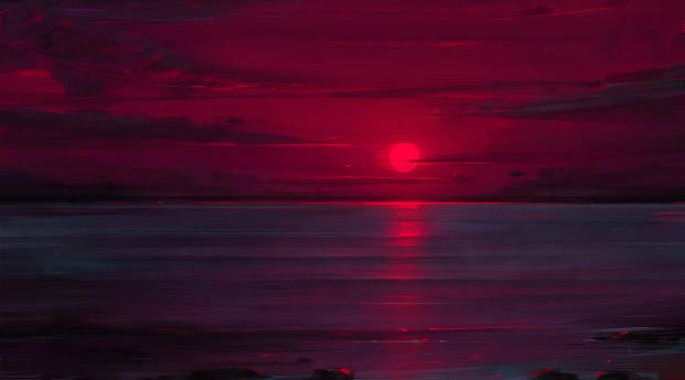 Sunset Painting Artwork Wallpaper 2880x1800 Resolution