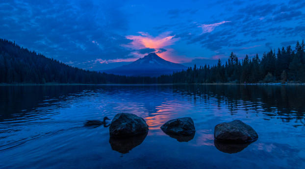 Sunset Reflection In Lake Wallpaper 1080x2340 Resolution