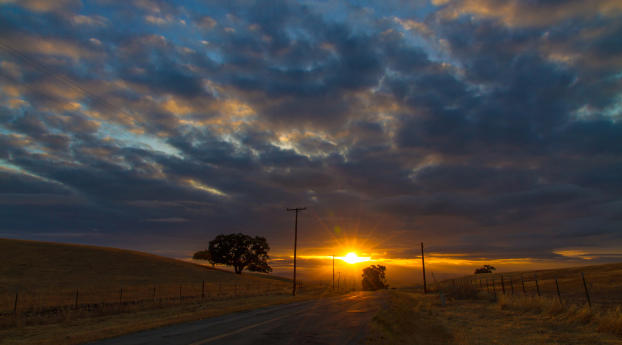 sunset, road, hills Wallpaper 1080x1620 Resolution