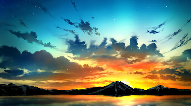 Sunset to Remember HD Digital Art Wallpaper 1080x2460 Resolution