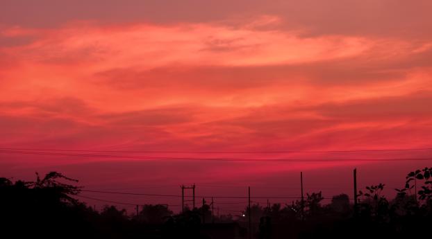 sunset, wires, sky Wallpaper 1336x768 Resolution