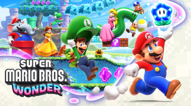 Super Mario Bros Wonder HD Gaming Wallpaper 1242x2688 Resolution