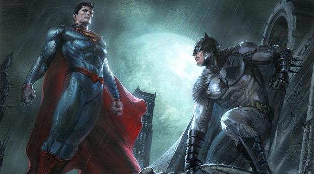 Superman And Batman Dc Comics Superheroes Artwork Wallpaper 1080x2310 Resolution