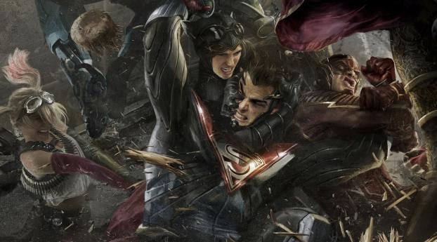 Superman, Catwoman, Harley Quinn And Flash In DC Comics Wallpaper 1200x480 Resolution