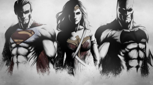 Superman Wonder Woman Batman Art Sketch Wallpaper