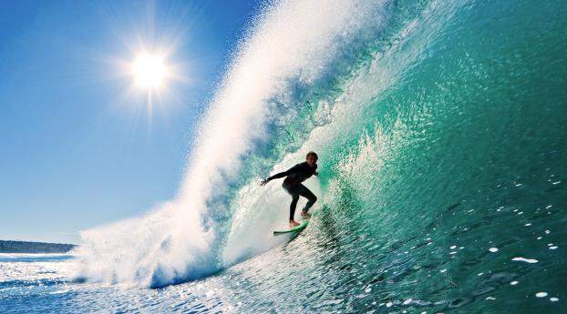 surfing, wave, sun Wallpaper