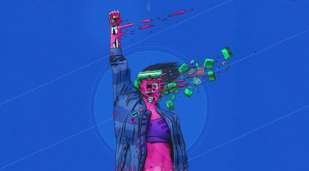 Surreal Cyberpunk Artwork Wallpaper 1440x1440 Resolution