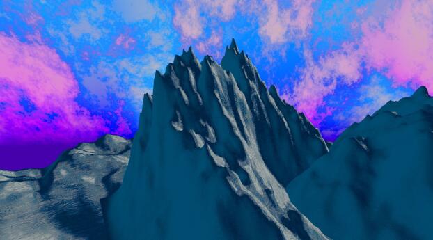 Surreal Mountain HD Gradient Sky Wallpaper 2500x900 Resolution