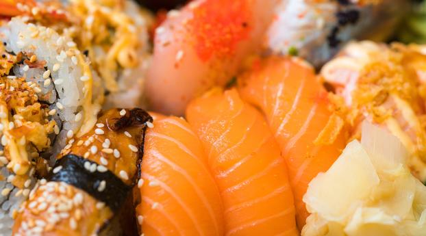 sushi, rolls, fish Wallpaper