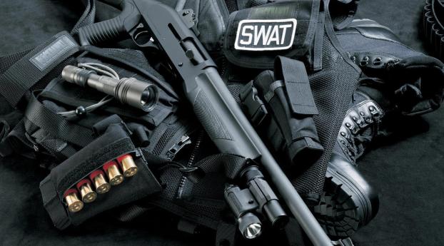 swat, shotgun, ball cartridges Wallpaper 1280x800 Resolution