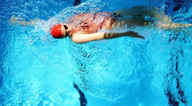 swimmer, girl, pool Wallpaper 2560x1024 Resolution