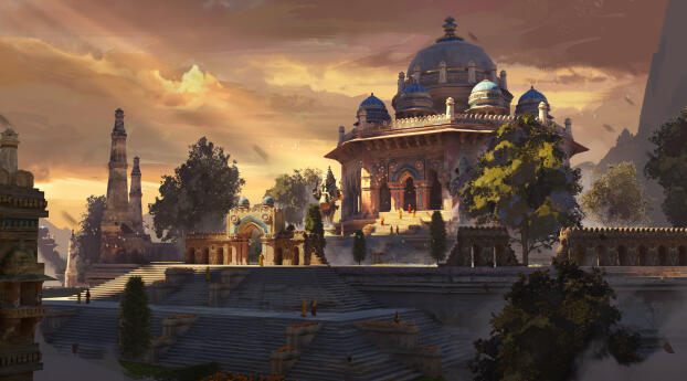 Temple HD Fantasy Digital Art Wallpaper