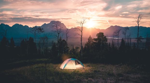 tent, camping, landscape Wallpaper 1125x2436 Resolution