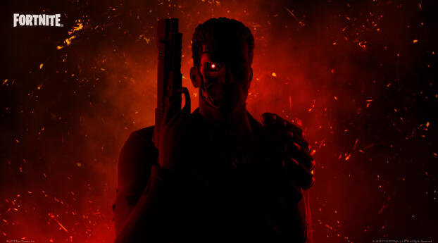 Terminator in Fortnite Wallpaper 3840x1920 Resolution