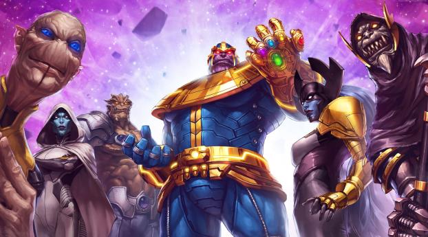 Thanos and Black Order Poster Marvel Contest of Champions Wallpaper 1920x1080 Resolution