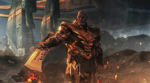Thanos in 4K Avengers Endgame Wallpaper 1080x2244 Resolution