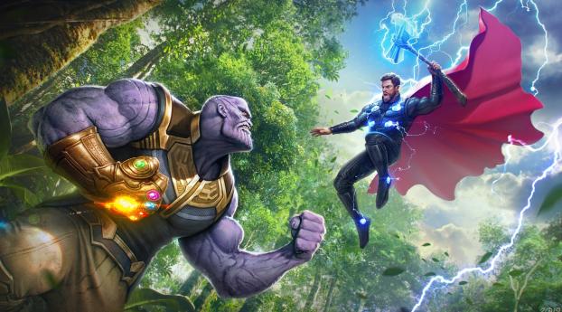 Thanos vs Thor Avengers Wallpaper 1920x1080 Resolution