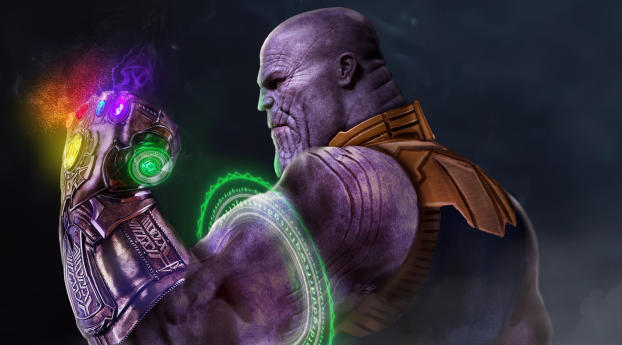 Thanos with Infinity Gauntlet Wallpaper 5760x1080 Resolution