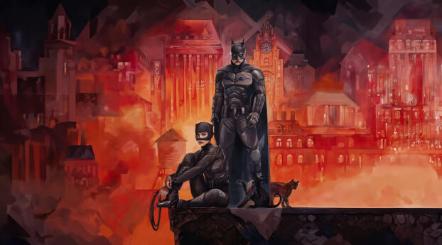 The Batman And Catwoman Together FanArt Wallpaper 1920x1080 Resolution