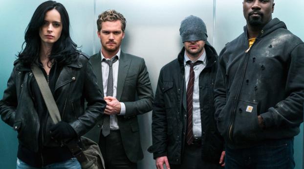 The Defenders Cast Wallpaper 1080x2280 Resolution