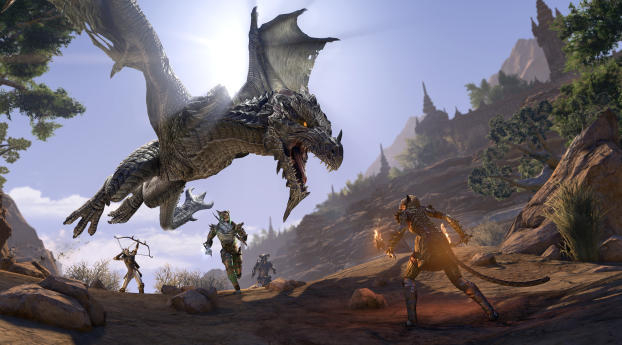 The Elder Scrolls Online Elsweyr Dragon Wallpaper 1600x900 Resolution
