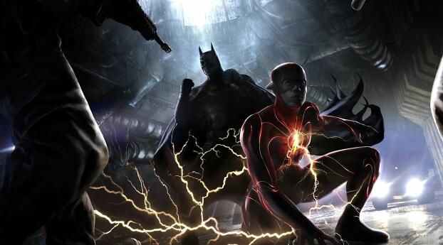 The Flash and The Batman Concept Art Wallpaper 1080x2400 Resolution
