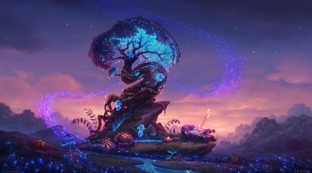 The Luminous Realm HD Fantasy Forest Wallpaper