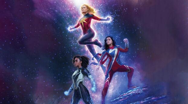 The Marvels Superhero Movie 4K Poster Wallpaper