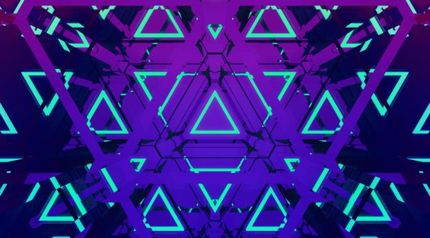 The Neon Triangles Wallpaper 1360x768 Resolution