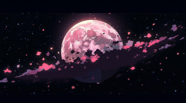 The Pink Moon HD Wallpaper 1440x2560 Resolution