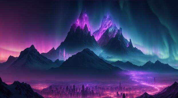The Purple valley City Wallpaper 1080x2232 Resolution