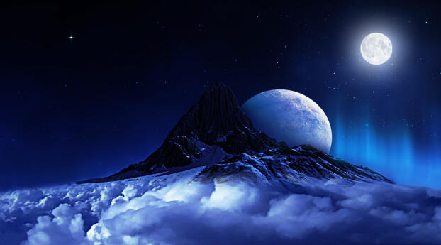 The Rise of Planet HD Mountain Tip Wallpaper 360x400 Resolution