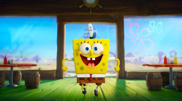 The SpongeBob Movie 4K Wallpaper 1080x2240 Resolution