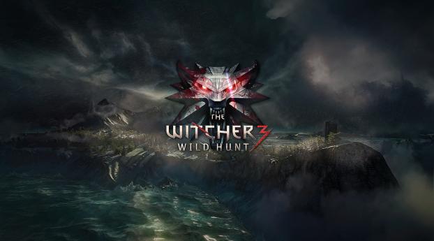 the witcher 3, wild hunt, logo Wallpaper 1366x768 Resolution