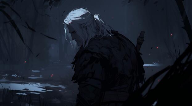 The Witcher Geralt of Rivia AI Art Wallpaper