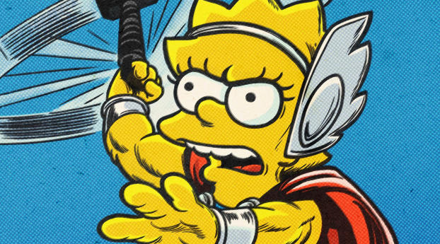 Thor Lisa Simpson Wallpaper 1080x1920 Resolution