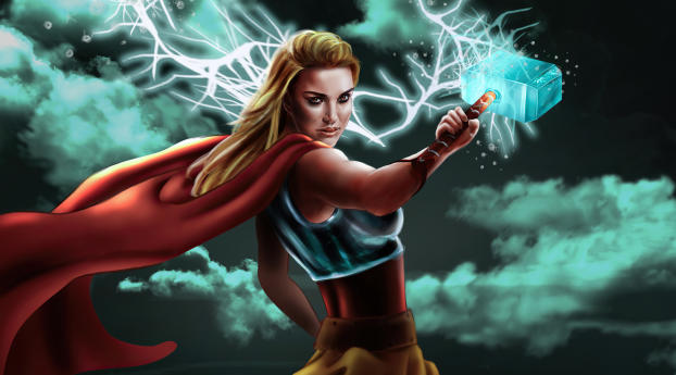 Thor Love And Thunder 4k Jane Foster Art Wallpaper 1080x2280 Resolution