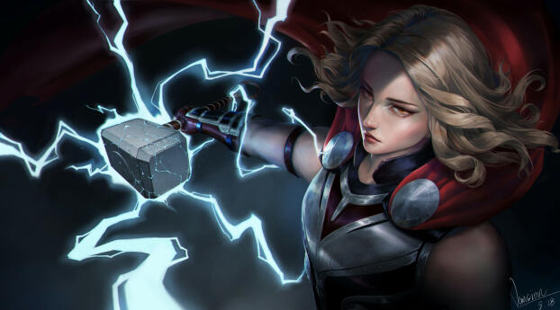 Thor Love and Thunder HD Mighty Thor Fan Art Wallpaper 1125x243 Resolution