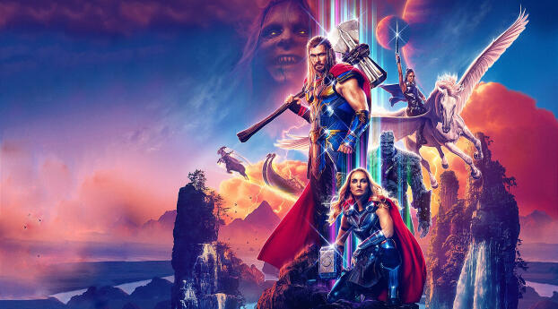 Thor Love And Thunder HD Poster Wallpaper 1920x1080 Resolution