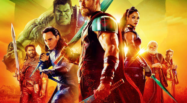 Thor Ragnarok Movie Cast Poster 2017 Wallpaper 1288x600 Resolution