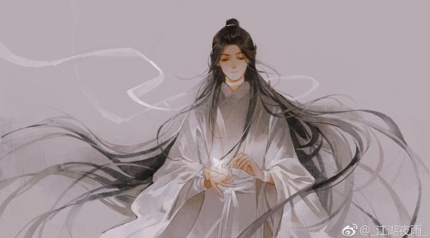 Tian Guan Ci Fu Character Painting Wallpaper 2048x2732 Resolution