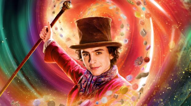Timothée Chalamet Wonka Movie Wallpaper