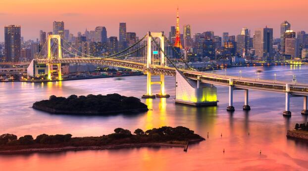 Tokyo Japan Sunset Photography Wallpaper 1080x224 Resolution