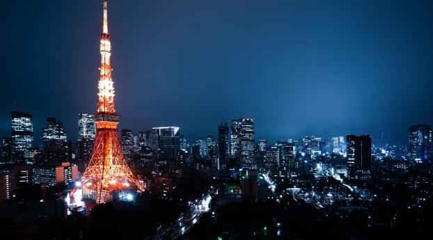 Tokyo Tower at Night Wallpaper 2460x2400 Resolution
