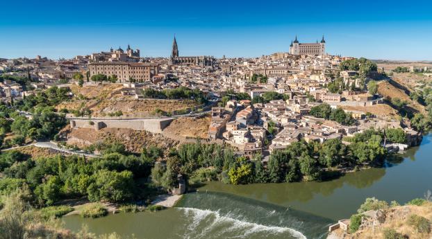 toledo, spain, river Wallpaper 5600x2450 Resolution