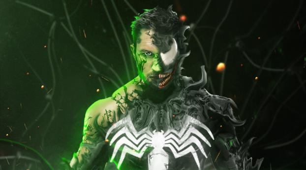 Tom Hardy As Venom 4k Digital Art Wallpaper 1440x3200 Resolution