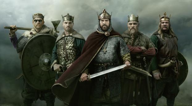 Total War Saga Thrones Of Britannia Game Poster Wallpaper 2560x1024 Resolution
