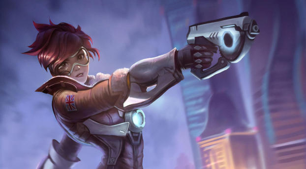 Tracer In Overwatch Wallpaper 1600x600 Resolution