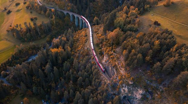 Train 4k Switzerland Aerial Wallpaper