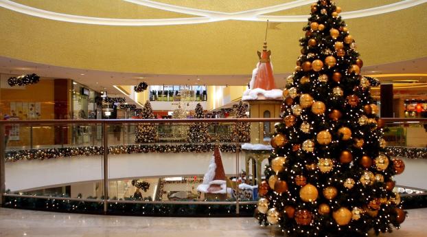tree, shopping center, holiday Wallpaper